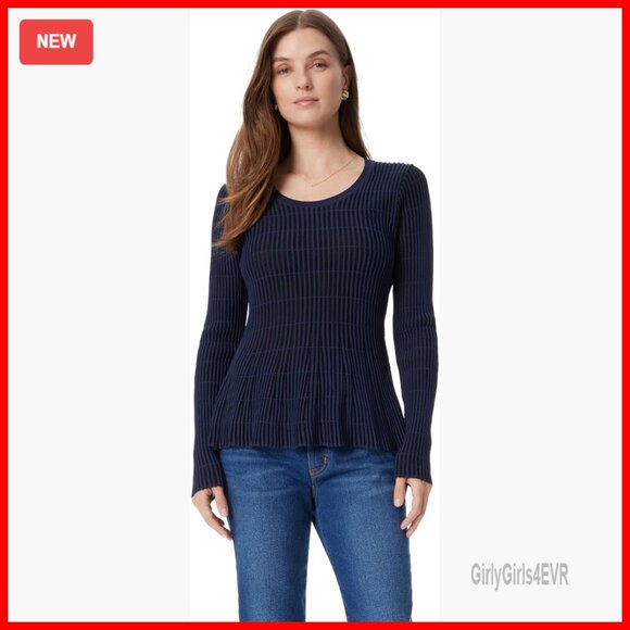 Viscose Nylon Pullover Sweater with Flare Hem Contour Fit